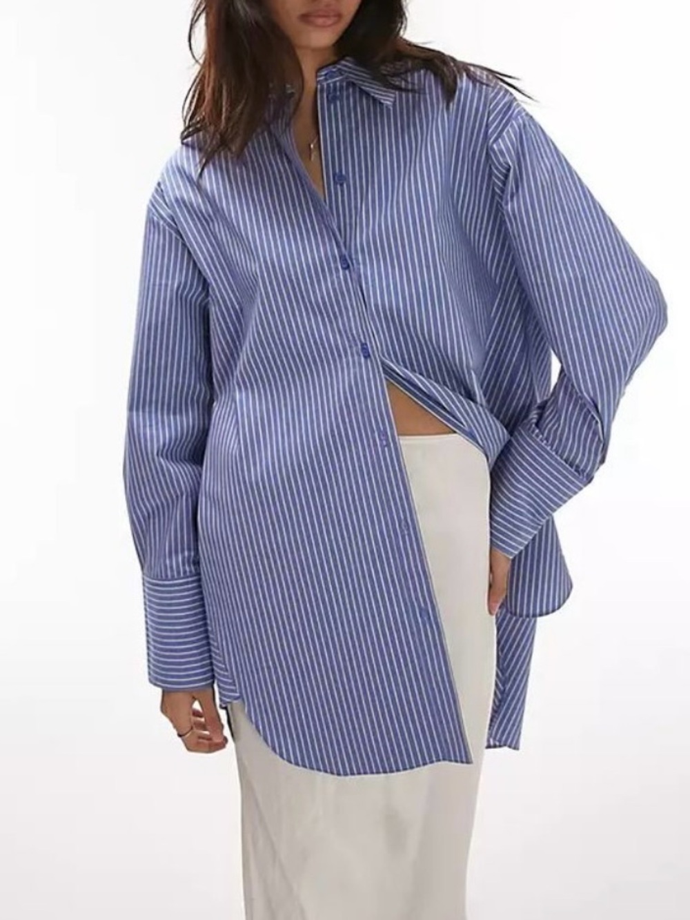 Blue and Yellow Striped panelled oversized shirt/dress